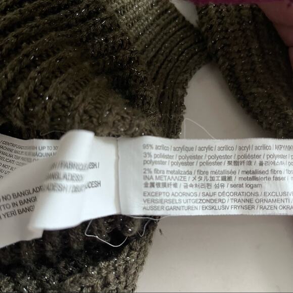 Zara girls green metallic knit ribbed sweater butterfly applique size 11/12 - Picture 5 of 6